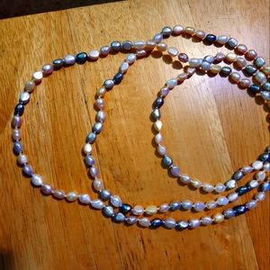 Honora Pastal Pearl pink blue silver  necklace